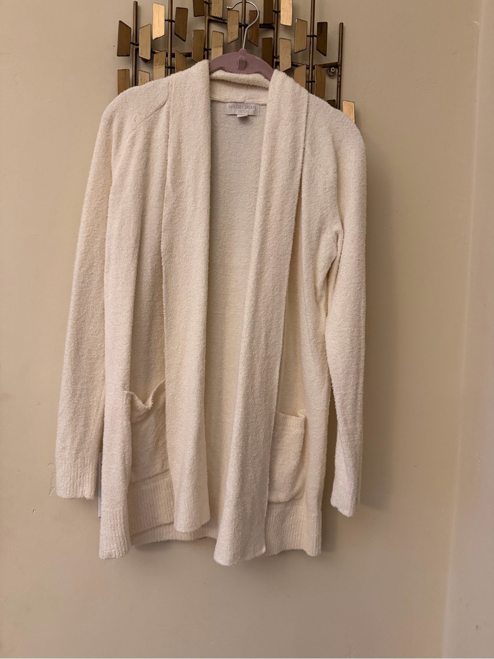 Barefoot Dreams Cozy Open-Front Cream Cardigan Sweater